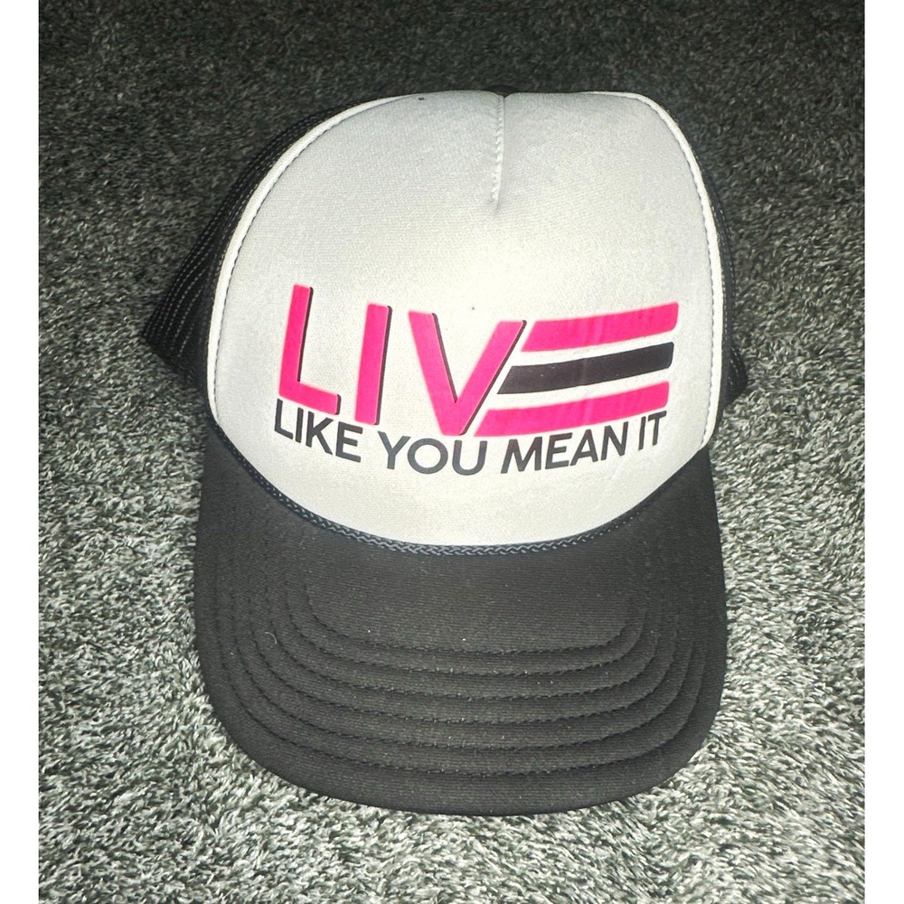 Live Like You Mean It OTTO Trucker Hat Snapback Black White Pink Mesh Cap